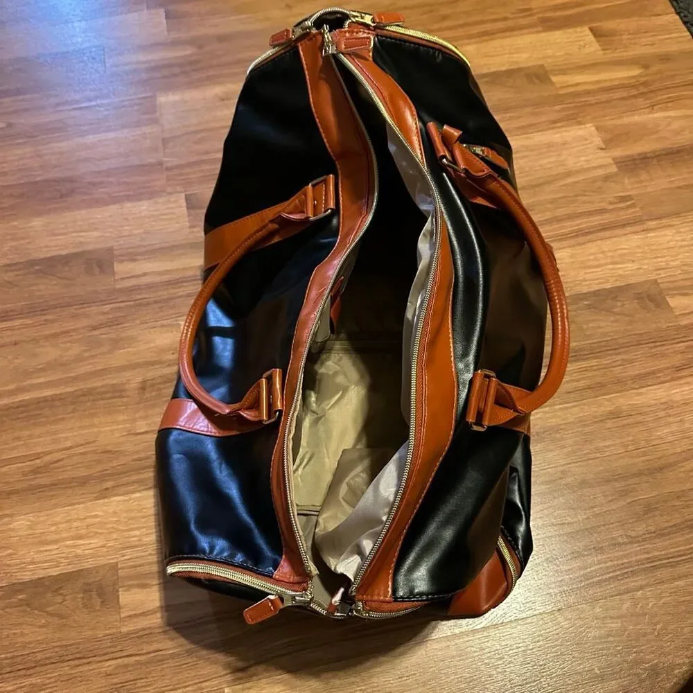 Classic Black and Brown Weekender Duffel Bag - Travel Ready